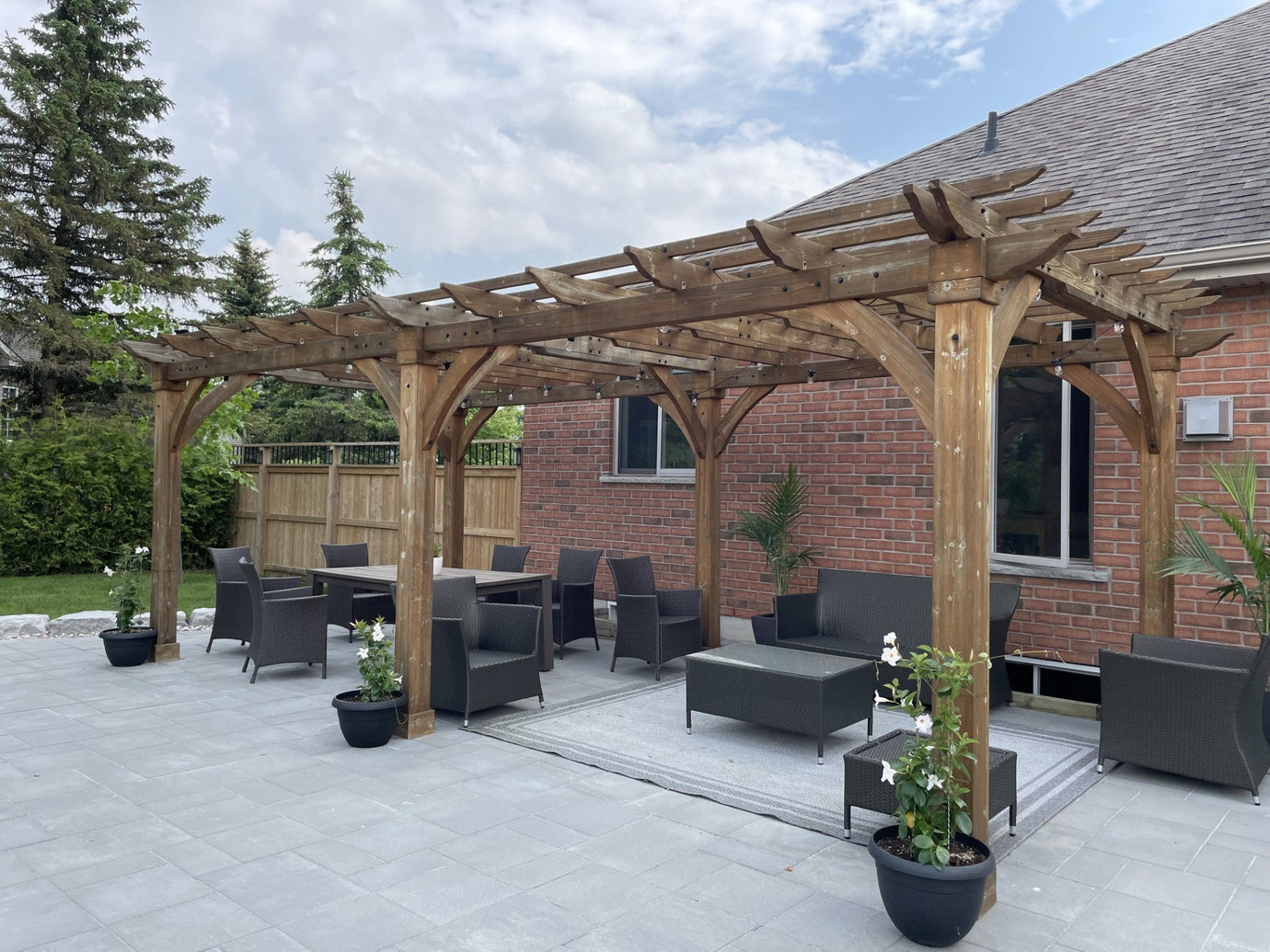 image of pergola with commercial patio shades enhancing backyard aesthetic.